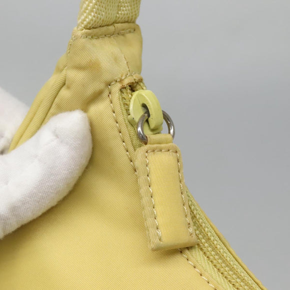 PRADA Accessory Pouch Nylon Yellow Gold Auth 139939
