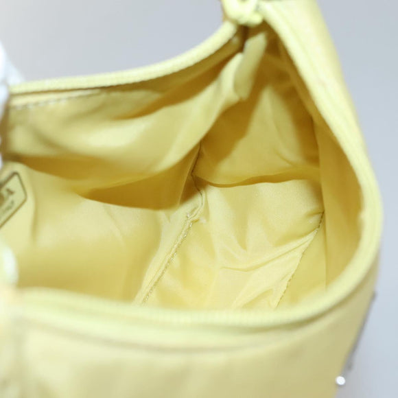 PRADA Accessory Pouch Nylon Yellow Gold Auth 139939