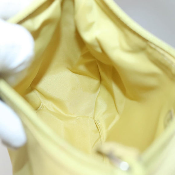 PRADA Accessory Pouch Nylon Yellow Gold Auth 139939