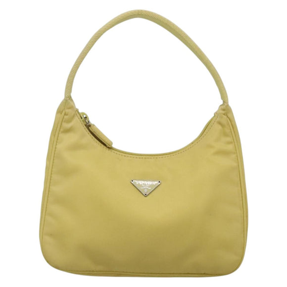 PRADA Accessory Pouch Nylon Yellow Gold Auth 139939A