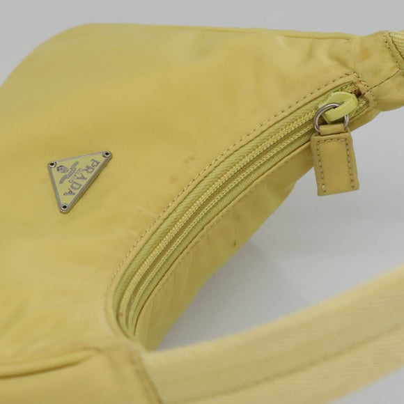 PRADA Accessory Pouch Nylon Yellow Gold Auth 139939