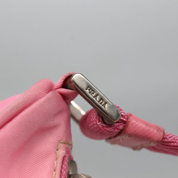 PRADA Accessory Pouch Nylon Pink Silver Auth 139940
