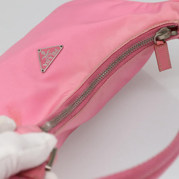 PRADA Accessory Pouch Nylon Pink Silver Auth 139940
