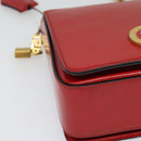 VERSACE Chain Shoulder Bag Leather Red Gold Auth 139943-15