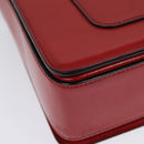 VERSACE Chain Shoulder Bag Leather Red Gold Auth 139943-17