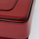 VERSACE Chain Shoulder Bag Leather Red Gold Auth 139943-18