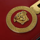 VERSACE Chain Shoulder Bag Leather Red Gold Auth 139943-19