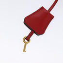 VERSACE Chain Shoulder Bag Leather Red Gold Auth 139943-9