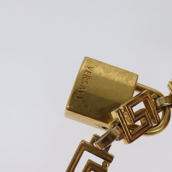 VERSACE Chain Shoulder Bag Leather Red Gold Auth 139943