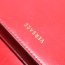 VERSACE Chain Shoulder Bag Leather Red Gold Auth 139943-21