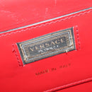 VERSACE Chain Shoulder Bag Leather Red Gold Auth 139943-22