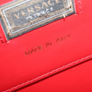VERSACE Chain Shoulder Bag Leather Red Gold Auth 139943-11