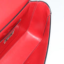 VERSACE Chain Shoulder Bag Leather Red Gold Auth 139943-23