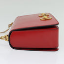 VERSACE Chain Shoulder Bag Leather Red Gold Auth 139943-3