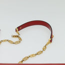 VERSACE Chain Shoulder Bag Leather Red Gold Auth 139943-14