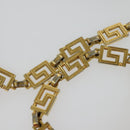 VERSACE Chain Shoulder Bag Leather Red Gold Auth 139943-8