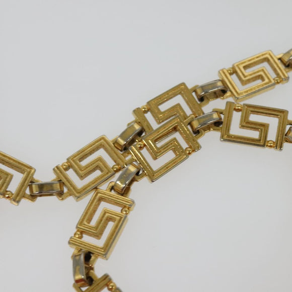 VERSACE Chain Shoulder Bag Leather Red Gold Auth 139943