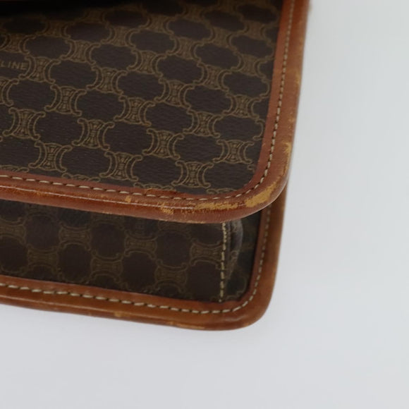 CELINE Macadam Canvas Shoulder Bag PVC Leather Brown Gold Auth 139945