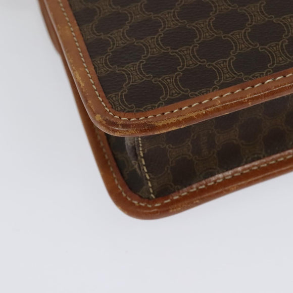 CELINE Macadam Canvas Shoulder Bag PVC Leather Brown Gold Auth 139945