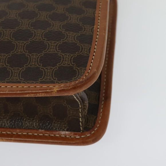 CELINE Macadam Canvas Shoulder Bag PVC Leather Brown Gold Auth 139945