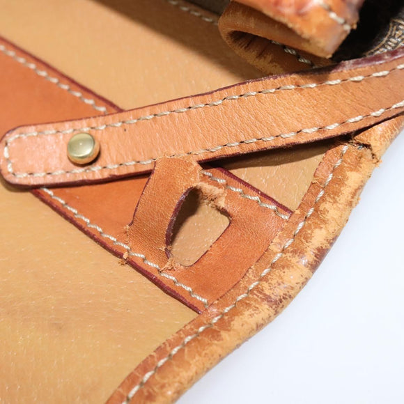 CELINE Macadam Canvas Shoulder Bag PVC Leather Brown Gold Auth 139945