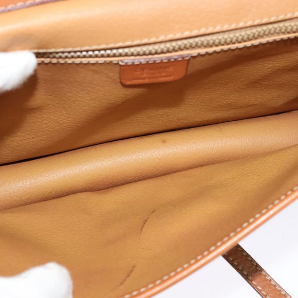 CELINE Macadam Canvas Shoulder Bag PVC Leather Brown Gold Auth 139945