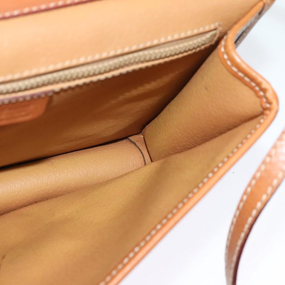 CELINE Macadam Canvas Shoulder Bag PVC Leather Brown Gold Auth 139945