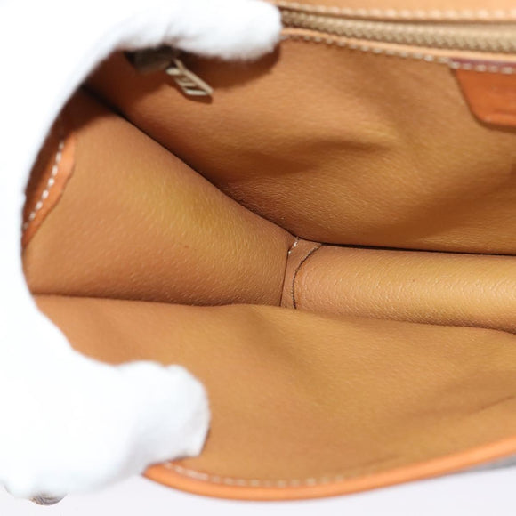 CELINE Macadam Canvas Shoulder Bag PVC Leather Brown Gold Auth 139945