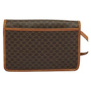 CELINE Macadam Canvas Shoulder Bag PVC Leather Brown Gold Auth 139945-2