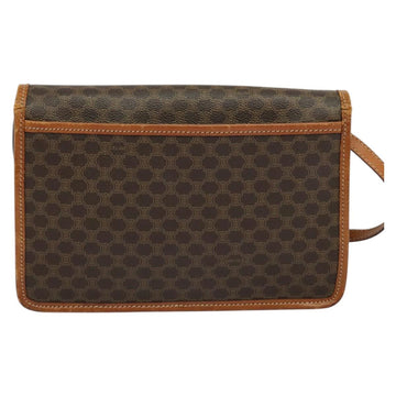 CELINE Macadam Canvas Shoulder Bag PVC Leather Brown Gold Auth 139945 - 0