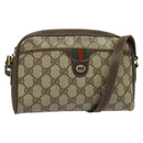 GUCCI GG Supreme Web Sherry Line Bag PVC Beige Gold Red 116 02 089 Auth 139947-1