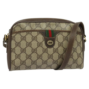 GUCCI GG Supreme Web Sherry Line Bag PVC Beige Gold Red 116 02 089 Auth 139947