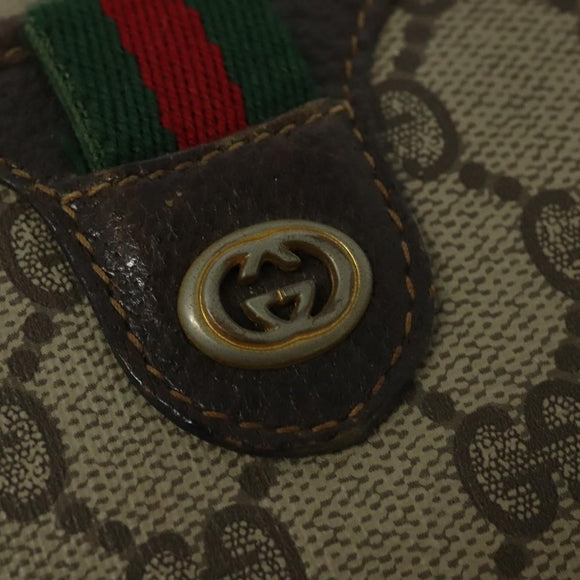 GUCCI GG Supreme Web Sherry Line Bag PVC Beige Gold Red 116 02 089 Auth 139947