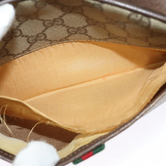 GUCCI GG Supreme Web Sherry Line Bag PVC Beige Gold Red 116 02 089 Auth 139947