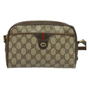 GUCCI GG Supreme Web Sherry Line Bag PVC Beige Gold Red 116 02 089 Auth 139947-13