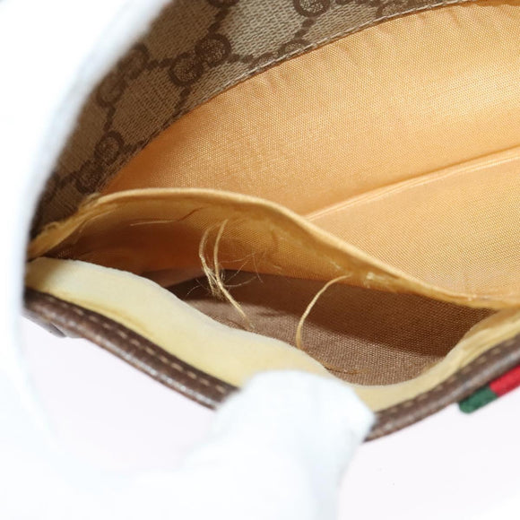 GUCCI GG Supreme Web Sherry Line Bag PVC Beige Gold Red 116 02 089 Auth 139947