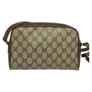 GUCCI GG Supreme Web Sherry Line Bag PVC Beige Gold Red 116 02 089 Auth 139947-2