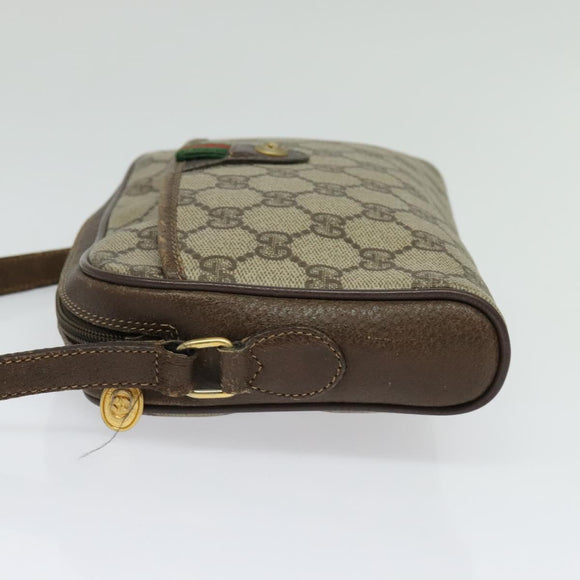 GUCCI GG Supreme Web Sherry Line Bag PVC Beige Gold Red 116 02 089 Auth 139947