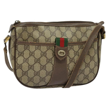 GUCCI GG Supreme Web Sherry Line Bag PVC Beige Gold Red 89 02 032 Auth 139948