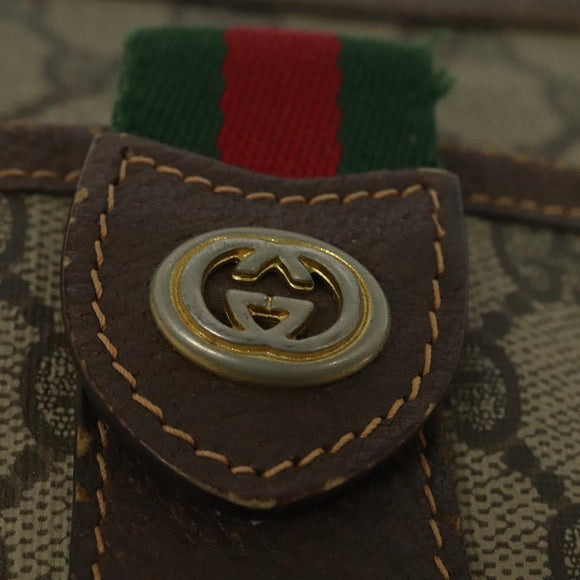 GUCCI GG Supreme Web Sherry Line Bag PVC Beige Gold Red 89 02 032 Auth 139948