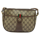 GUCCI GG Supreme Web Sherry Line Bag PVC Beige Gold Red 89 02 032 Auth 139948-13
