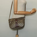 GUCCI GG Supreme Web Sherry Line Bag PVC Beige Gold Red 89 02 032 Auth 139948-23