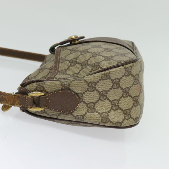 GUCCI GG Supreme Web Sherry Line Bag PVC Beige Gold Red 89 02 032 Auth 139948