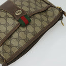 GUCCI GG Supreme Web Sherry Line Bag PVC Beige Gold Red 89 02 032 Auth 139948-6