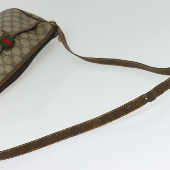 GUCCI GG Supreme Web Sherry Line Bag PVC Beige Gold Red 89 02 032 Auth 139948