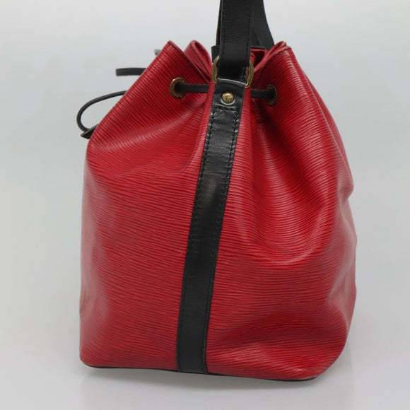 LOUIS VUITTON Epi Petit Noe Shoulder Bag Bicolor Black Red M44017 LV Auth 139959