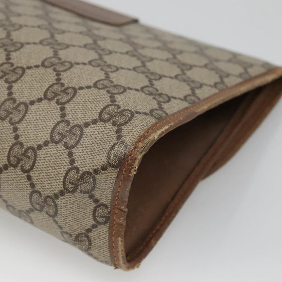 GUCCI GG Supreme Web Sherry Line Clutch Bag PVC Beige Gold 89 01 031 Auth 139970