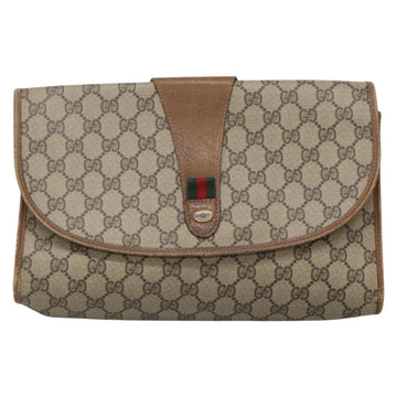 GUCCI GG Supreme Web Sherry Line Clutch Bag PVC Beige Gold 89 01 031 Auth 139970 - 0