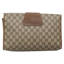 GUCCI GG Supreme Web Sherry Line Clutch Bag PVC Beige Gold 89 01 031 Auth 139970-3