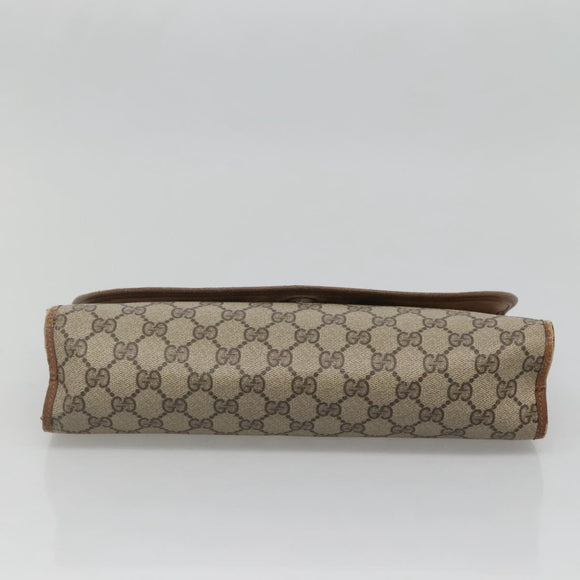 GUCCI GG Supreme Web Sherry Line Clutch Bag PVC Beige Gold 89 01 031 Auth 139970